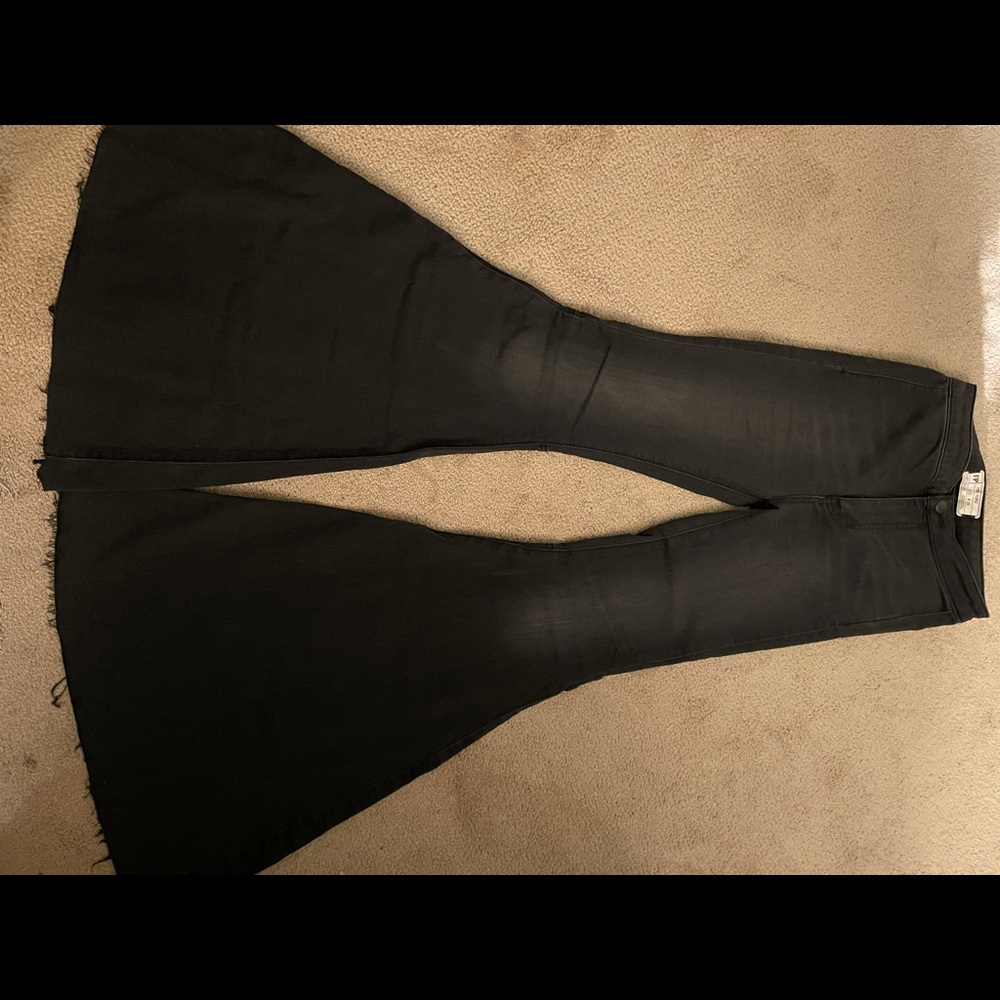 Very cool, extra wide leg jeans.